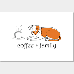 Dog and Coffee Line Art Posters and Art